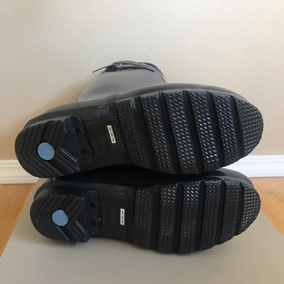 Hunter Original Tall Gloss Boots Dark Slate Size 6 - Picture 7 of 11